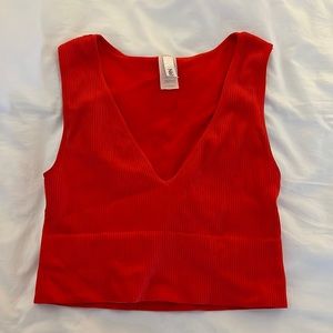 Bright red nikibiki cropped v-neck tank